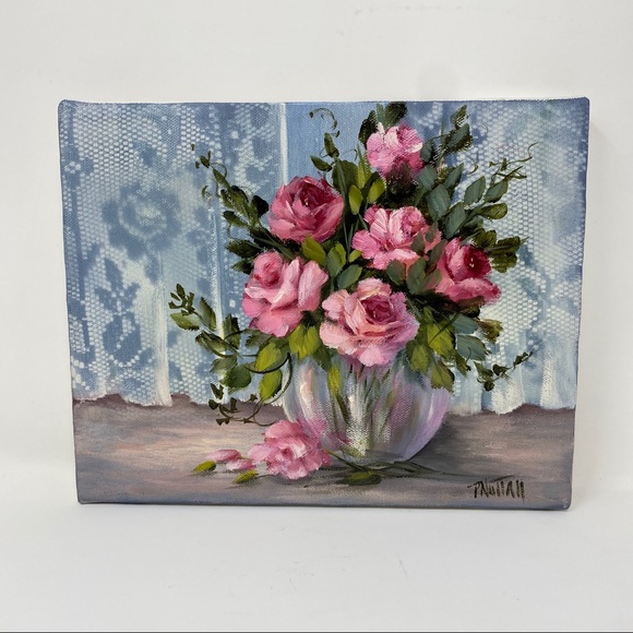 SIGNED Floral Canvas Painting P. Nuttall - Picture 8 of 10